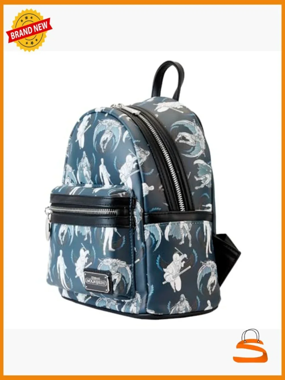 Moon Knight Marvel Faux Leather Mini Backpack, Adjustable Straps, 9x10x5